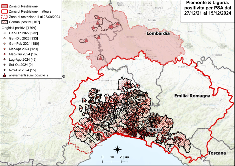 I CONTROLLI PER LA PSA – IN LIGURIA E PIEMONTE SETTE NUOVI POSITIVI TRA I CINGHIALI